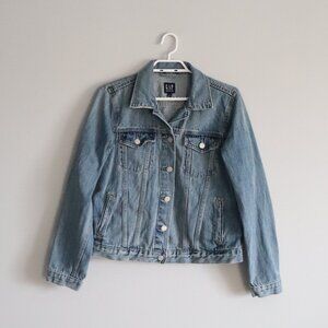 GAP Women's Blue Sz M Icon Medium Wash Buttoned Casual Long Sleeve Denim Jacket